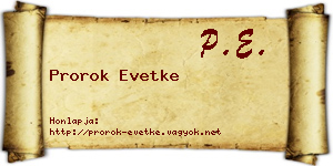 Prorok Evetke névjegykártya